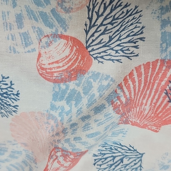 Emily Daniels Linen Blend Top Seashells Sz Large - Picture 11 of 11